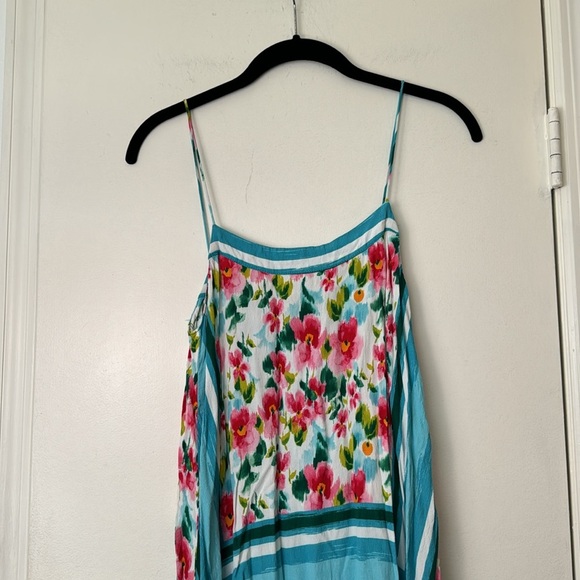Zara Vibrant Blue Floral Summer Thin Strap Sundress Vacation Festival Size Small - Picture 3 of 8